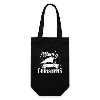 Merry Christmas Xmas Familie Feiertag - Geschenkbeutel für Flaschen - Schwarz - Vorne