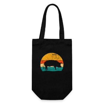 Pig Animal Retro Pet Farm Idée cadeau - Sac à bouteille - noir - Devant
