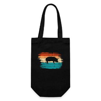 Pig Animal Retro Pet Farm Idée cadeau - Sac à bouteille - noir - Devant