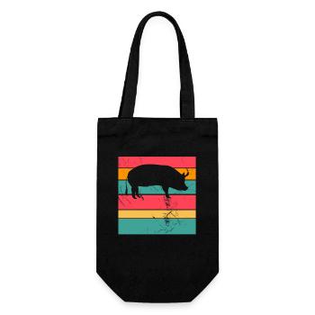 Pig Animal Retro Pet Farm Idée cadeau - Sac à bouteille - noir - Devant