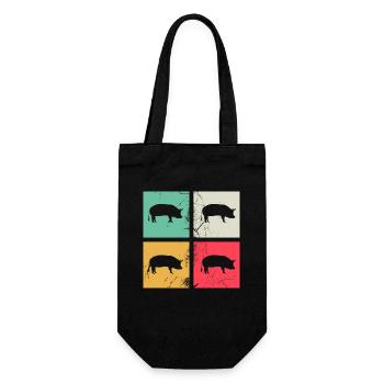 Pig Animal Retro Pet Farm Idée cadeau - Sac à bouteille - noir - Devant
