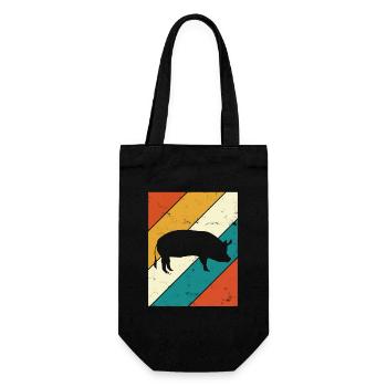 Pig Animal Retro Pet Farm Idée cadeau - Sac à bouteille - noir - Devant