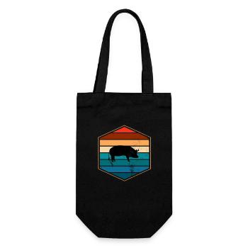Pig Animal Retro Pet Farm Gift idea - Gift Bag for Bottles - black - Front