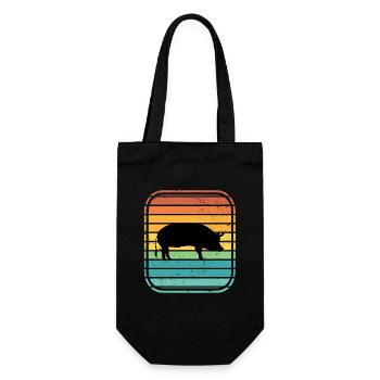 Pig Animal Retro Pet Farm Gift idea - Gift Bag for Bottles - black - Front