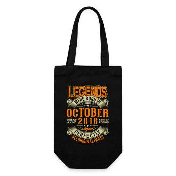 2016 Oktober Geburtstag Legende - Geschenkbeutel für Flaschen - Schwarz - Vorne