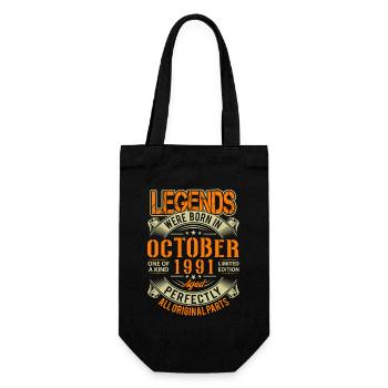 1991 Oktober Geburtstag Legende - Geschenkbeutel für Flaschen - Schwarz - Vorne
