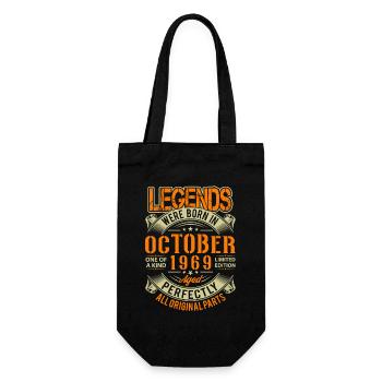 1969 Oktober Geburtstag Legende - Geschenkbeutel für Flaschen - Schwarz - Vorne