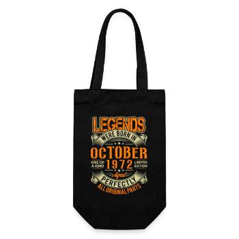 1972 Oktober Geburtstag Legende - Geschenkbeutel für Flaschen - Schwarz - Vorne