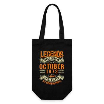 1973 Oktober Geburtstag Legende - Geschenkbeutel für Flaschen - Schwarz - Vorne