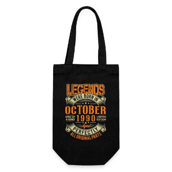 1990 Oktober Geburtstag Legende - Geschenkbeutel für Flaschen - Schwarz - Vorne