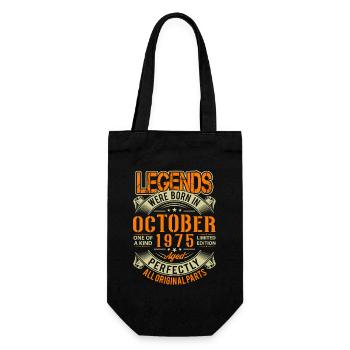 1975 Oktober Geburtstag Legende - Geschenkbeutel für Flaschen - Schwarz - Vorne