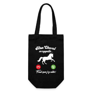 Mon cheval m'appelle faut quẹ j’y aille - Sac à bouteille - noir - Devant