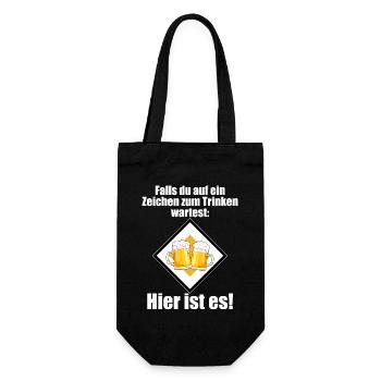 Zeichen Zum Trinken Saufshirt Mallorca Saufen Bier - Geschenkbeutel für Flaschen - Schwarz - Vorne