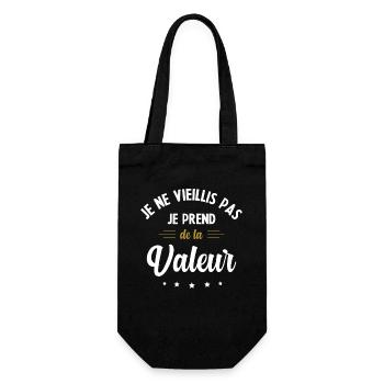 Je ne vieillis pas, je prends de la valeur - Sac à bouteille - noir - Devant