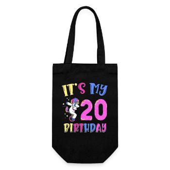 Es Ist Mein 20. Geburtstag Dabbing Unicorn Pony - Geschenkbeutel für Flaschen - Schwarz - Vorne
