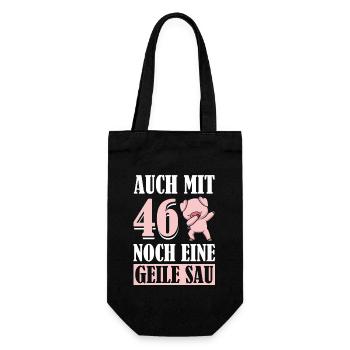 Auch Mit 46 Noch Eine Geile Sau Schwein 46th - Geschenkbeutel für Flaschen - Schwarz - Vorne