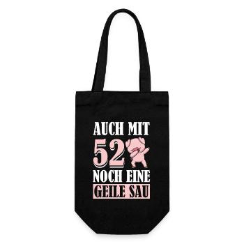 Auch Mit 52 Noch Eine Geile Sau Schwein 52nd - Geschenkbeutel für Flaschen - Schwarz - Vorne
