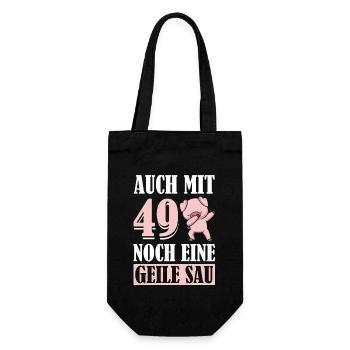 Auch Mit 49 Noch Eine Geile Sau Schwein 49th - Geschenkbeutel für Flaschen - Schwarz - Vorne