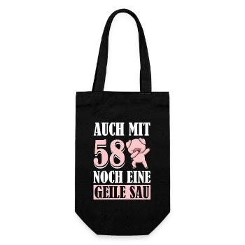 Auch Mit 58 Noch Eine Geile Sau Schwein 58th - Geschenkbeutel für Flaschen - Schwarz - Vorne