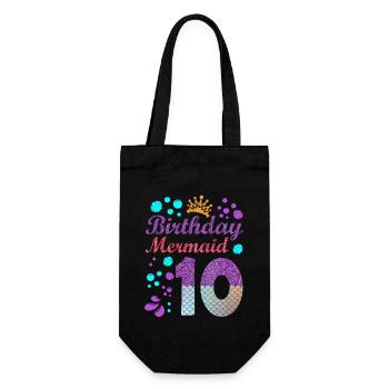 Geburtstag Meerjungfrau 10 Muschel Sommer Vibe 10 - Geschenkbeutel für Flaschen - Schwarz - Vorne