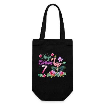Aloha Birthday 7 Flamingo Bird 7th Birthday - Gift Bag for Bottles - black - Front