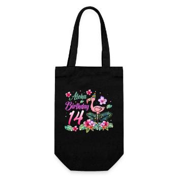 Aloha Birthday 14 Flamingo Bird 14th Birthday - Gift Bag for Bottles - black - Front