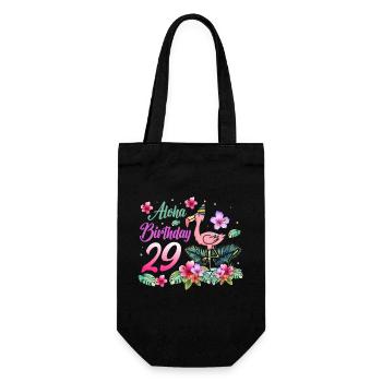 Aloha Birthday 29 Flamingo Bird 29th Birthday - Gift Bag for Bottles - black - Front