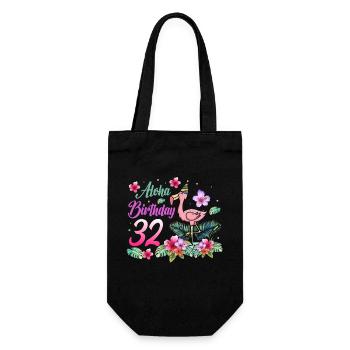 Aloha Birthday 32 Flamingo Bird 32nd Birthday - Gift Bag for Bottles - black - Front