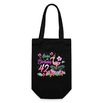 Aloha Birthday 42 Flamingo Bird 42nd Birthday - Gift Bag for Bottles - black - Front