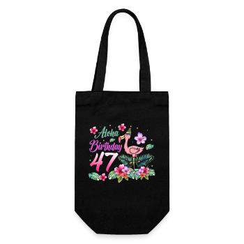 Aloha Birthday 47 Flamingo Bird 47th Birthday - Gift Bag for Bottles - black - Front