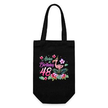 Aloha Birthday 48 Flamingo Bird 48th Birthday - Gift Bag for Bottles - black - Front