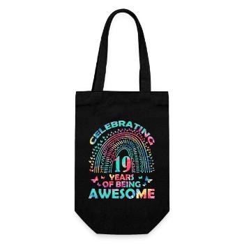 We celebrate 19 years of "awesome Birthday Butterfly" - Gift Bag for Bottles - black - Front