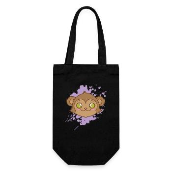 Affe im japanischen Kawaii Stil Tier - Geschenkbeutel für Flaschen - Schwarz - Vorne