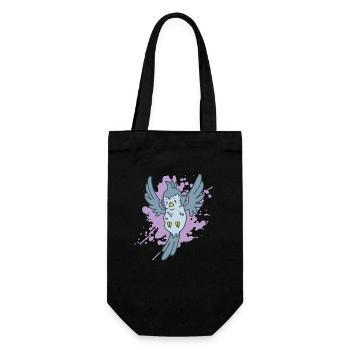 Vogel im japanischen Kawaii Stil Tier - Geschenkbeutel für Flaschen - Schwarz - Vorne