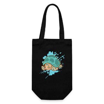 Schildkröte im japanischen Kawaii Stil Tier - Geschenkbeutel für Flaschen - Schwarz - Vorne