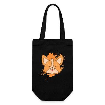 Fuchs im japanischen Kawaii Stil Tier - Geschenkbeutel für Flaschen - Schwarz - Vorne