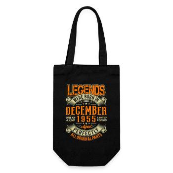 1955 Dezember Geburtstag Legende - Geschenkbeutel für Flaschen - Schwarz - Vorne