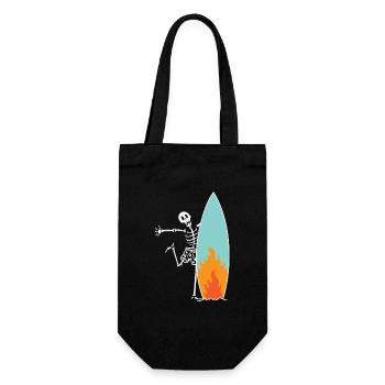 Surfing skeleton with burning surfboard - Gift Bag for Bottles - black - Front