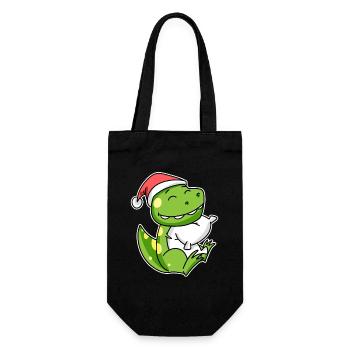 Dinosaurier Weihnachten Schlafen Schlaf - Geschenkbeutel für Flaschen - Schwarz - Vorne