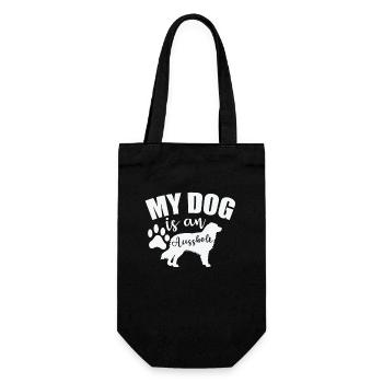 My Dog is an Ausshole Australian Shepherd - Geschenkbeutel für Flaschen - Schwarz - Vorne