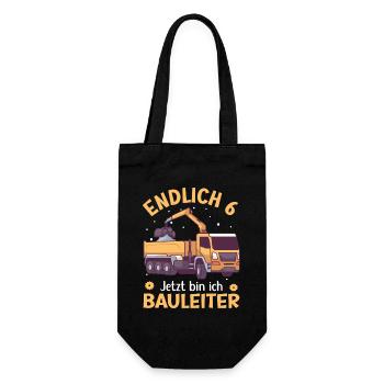 6. Geburtstag Junge Kipper Design Endlich 6 - Geschenkbeutel für Flaschen - Schwarz - Vorne