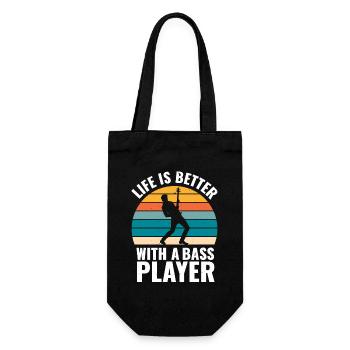 BASSIST QUOTE LIFE IS BETTER WITH A BASS PLAYER - Geschenkbeutel für Flaschen - Schwarz - Vorne
