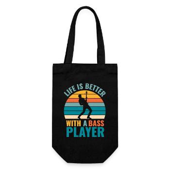 BASSIST QUOTE LIFE IS BETTER WITH A BASS PLAYER - Geschenkbeutel für Flaschen - Schwarz - Vorne