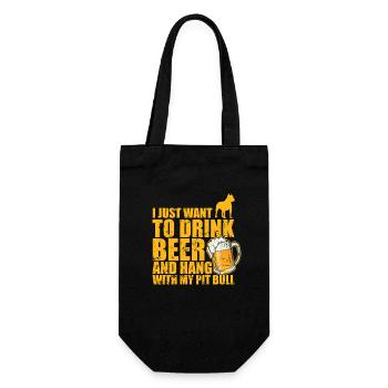 Just Drink Beer and Hang with my Pit Bull - Geschenkbeutel für Flaschen - Schwarz - Vorne