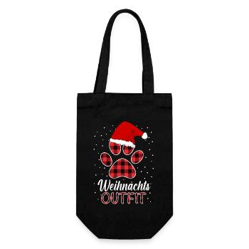 Hund mit Weihnachtsmütze Hundebesitzer Weihnachten - Geschenkbeutel für Flaschen - Schwarz - Vorne