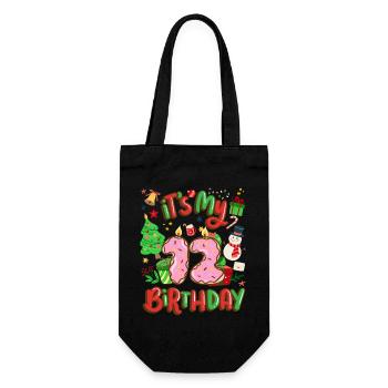 It's my 12 birthday snowman Christmas - Gift Bag for Bottles - black - Front