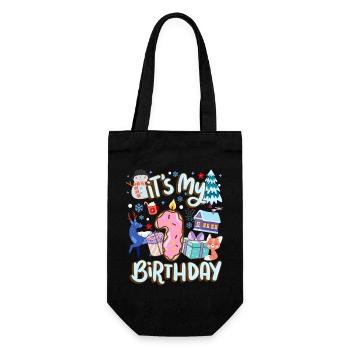It's My 1 Geburtstag Schneemann Urlaub Donut - Geschenkbeutel für Flaschen - Schwarz - Vorne
