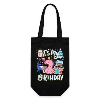 It's My 2 Geburtstag Schneemann Urlaub Donut - Geschenkbeutel für Flaschen - Schwarz - Vorne