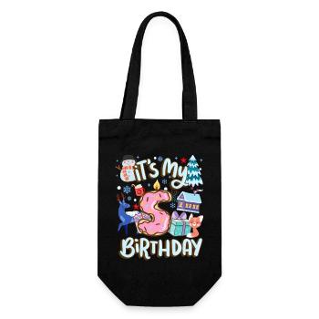 Es Ist Mein 5 Geburtstag Schneemann Urlaub Donut - Geschenkbeutel für Flaschen - Schwarz - Vorne