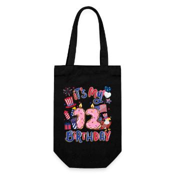 Es Ist Mein 12 Geburtstag Eagle 4. Juli - Geschenkbeutel für Flaschen - Schwarz - Vorne
